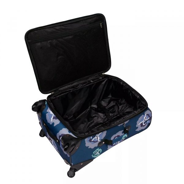 Luggage Set Skyline 24 in Spinner Suitcase Carry Tote and Cosmetic Bag Floral Blue 5