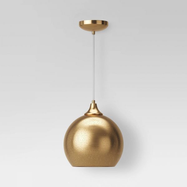 Pendant Lamp Opalhouse Pierced Metal Plumosa Gold Globe 1
