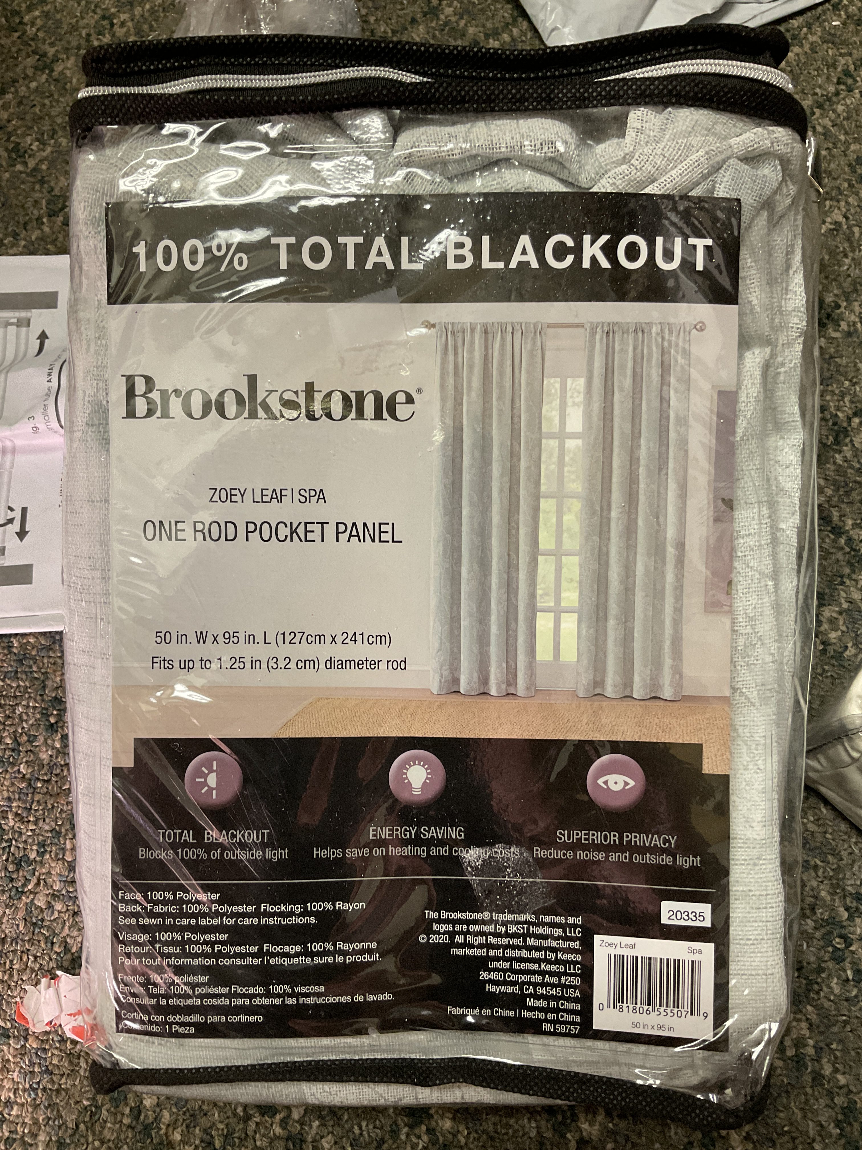 Brookstone Zoey Leaf 95 Inch Rod Pocket 100 Blackout Window