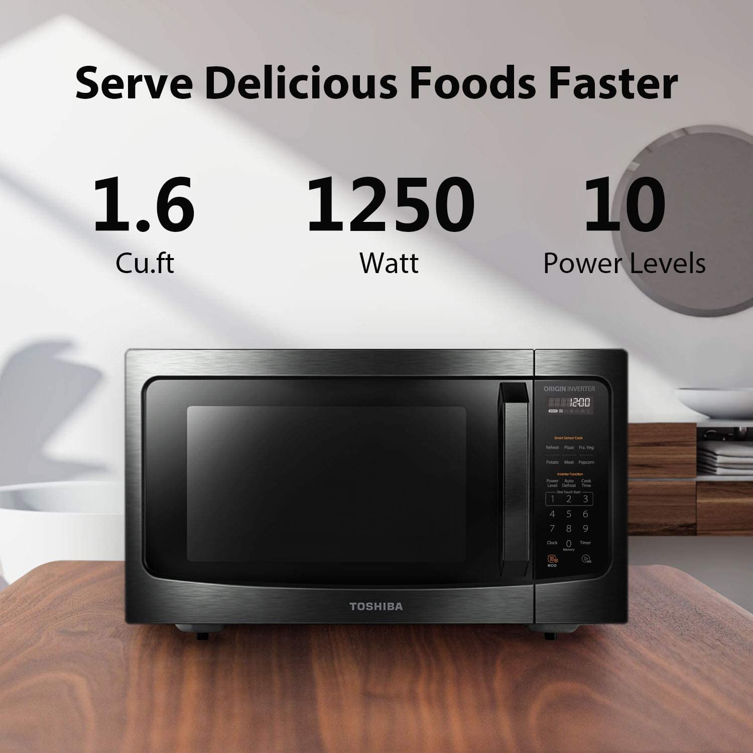 TOSHIBA 1.6 Cu.ft Countertop Microwave Oven with Smart Sensor